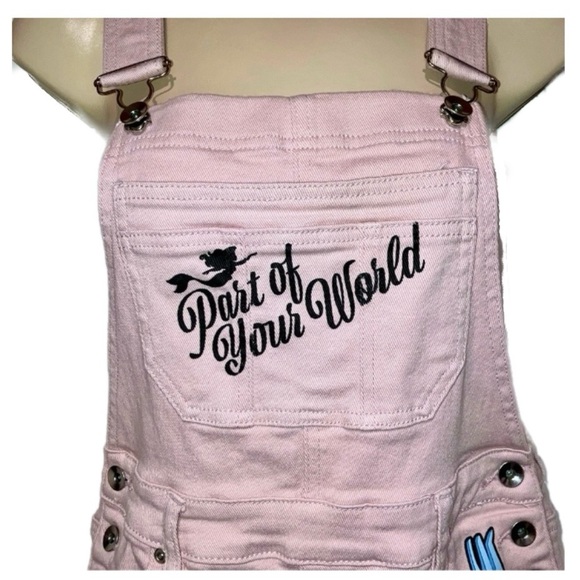 🪅 DISNEY The Little Mermaid Ariel Pink Shortalls Short Overalls - Picture 6 of 8
